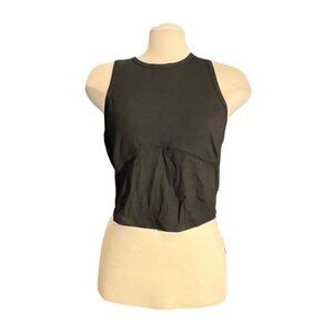 Halara Ribbed Corset Front Casual Sleeveless Soft Tank Top Sz XL Womens Black